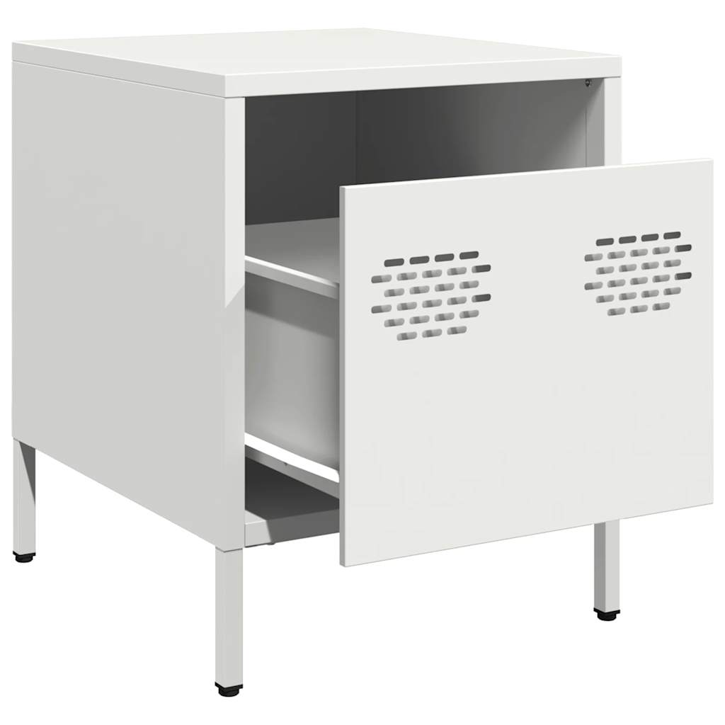 Comodino Bianco 35x39x43,5 cm in Acciaio