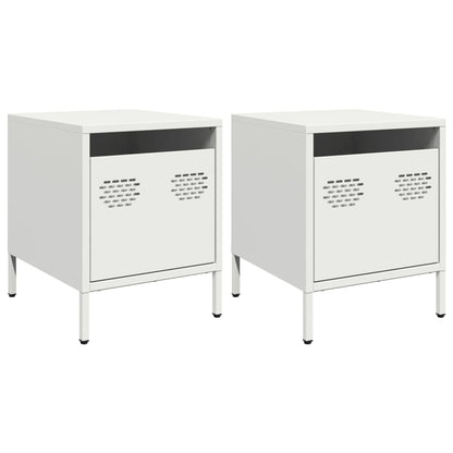 Comodini 2 pz Bianco 35x39x43,5 cm in Acciaio