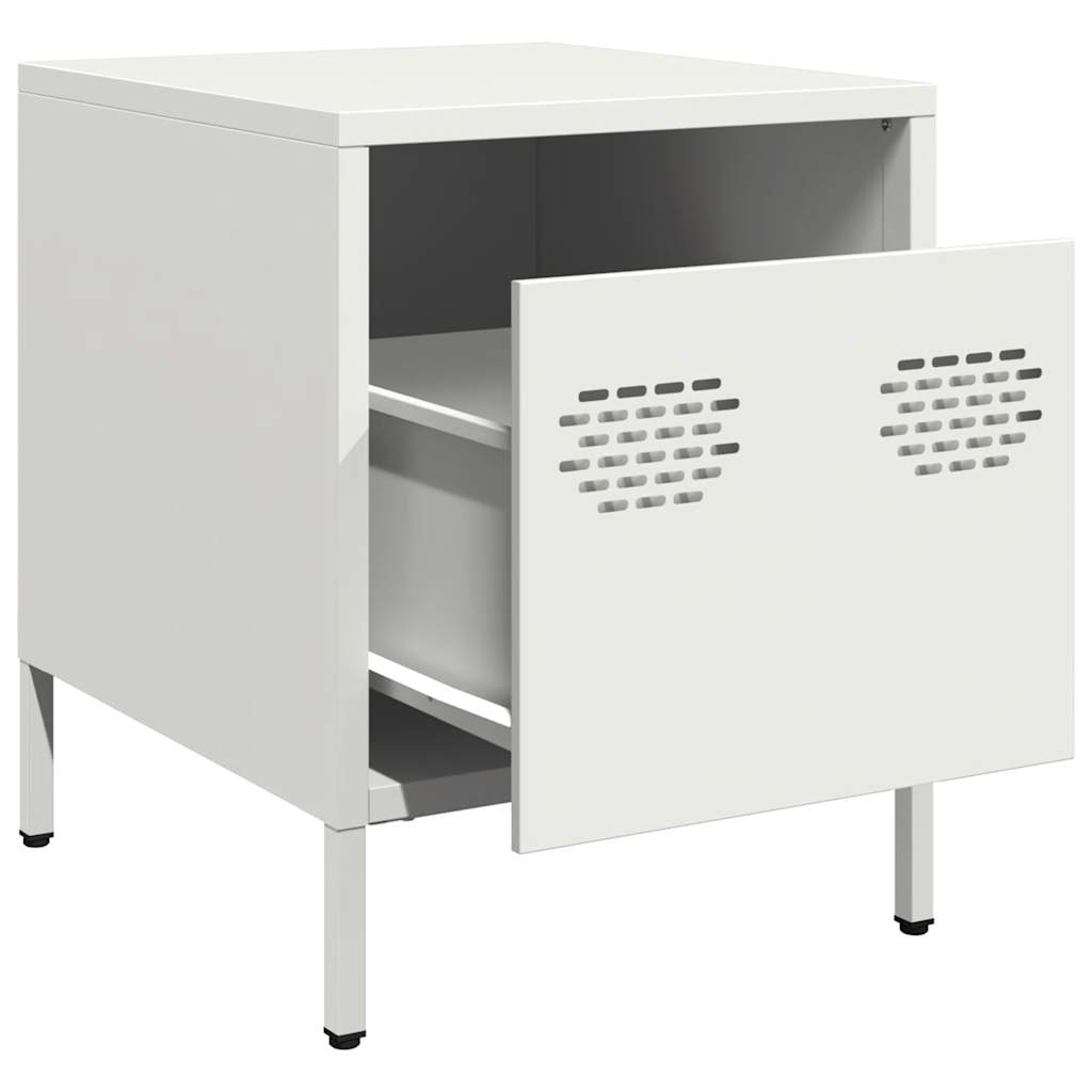 Comodini 2 pz Bianco 35x39x43,5 cm in Acciaio