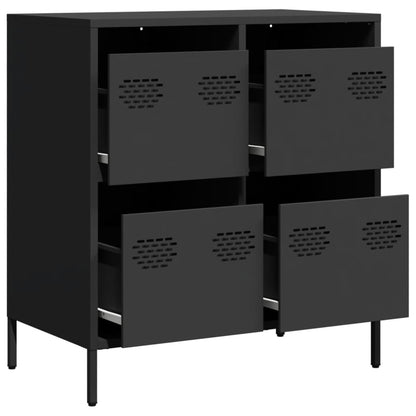 Credenza Nera 68x39x73,5 cm in Acciaio Laminato a Freddo