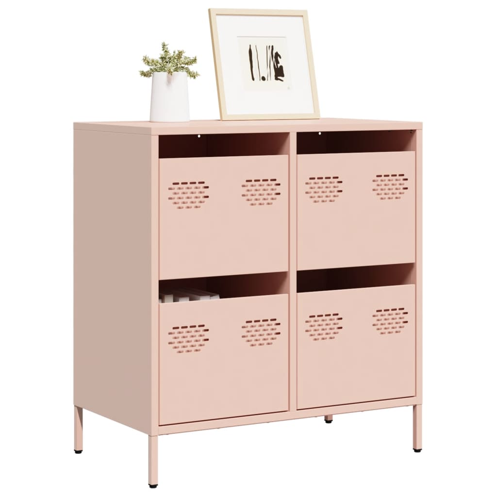 Credenza Rosa 68x39x73,5 cm in Acciaio Laminato a Freddo