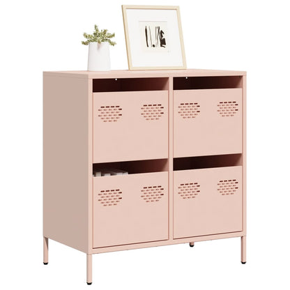Credenza Rosa 68x39x73,5 cm in Acciaio Laminato a Freddo