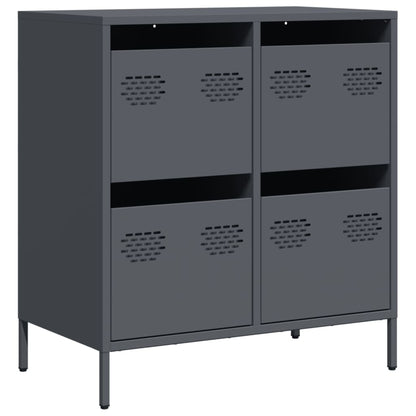 Credenza Antracite 68x39x73,5 cm in Acciaio Laminato a Freddo