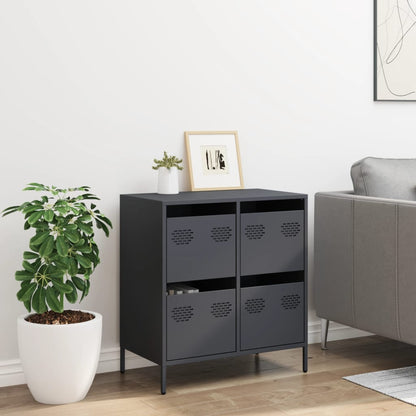 Credenza Antracite 68x39x73,5 cm in Acciaio Laminato a Freddo
