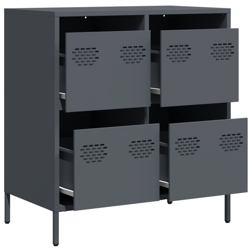 Credenza Antracite 68x39x73,5 cm in Acciaio Laminato a Freddo
