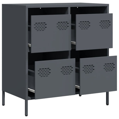 Credenza Antracite 68x39x73,5 cm in Acciaio Laminato a Freddo