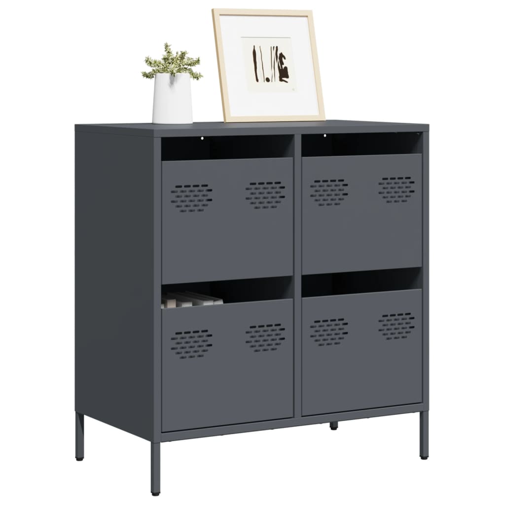 Credenza Antracite 68x39x73,5 cm in Acciaio Laminato a Freddo