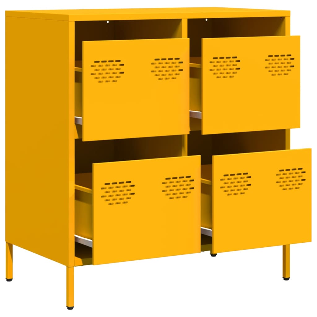 Credenza Giallo Senape 68x39x73,5 cm Acciaio Laminato a Freddo