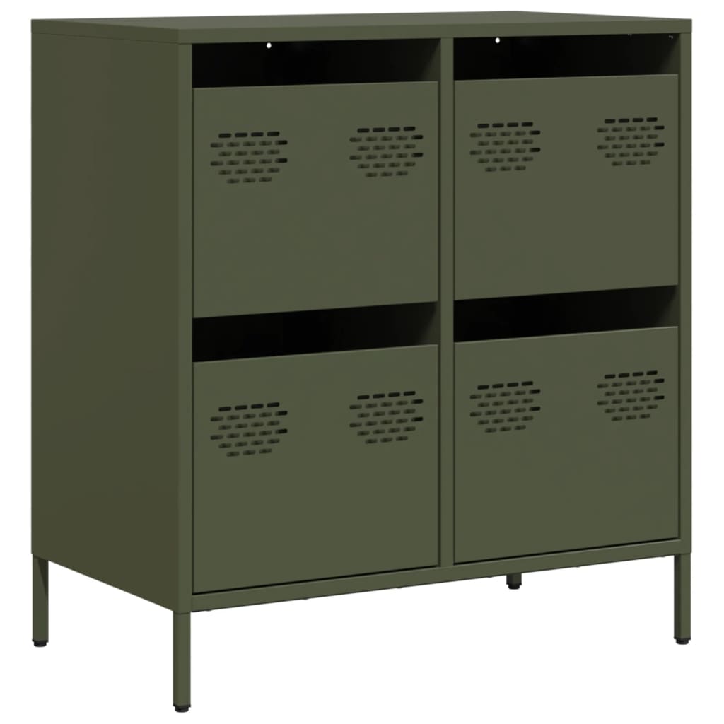 Credenza Verde Oliva 68x39x73,5 cm in Acciaio Laminato a Freddo