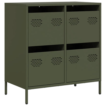 Credenza Verde Oliva 68x39x73,5 cm in Acciaio Laminato a Freddo