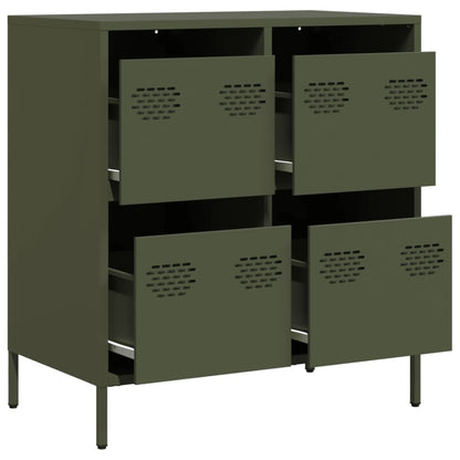 Credenza Verde Oliva 68x39x73,5 cm in Acciaio Laminato a Freddo