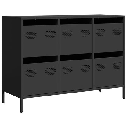 Credenza Nera 101,5x39x73,5 cm in Acciaio Laminato a Freddo