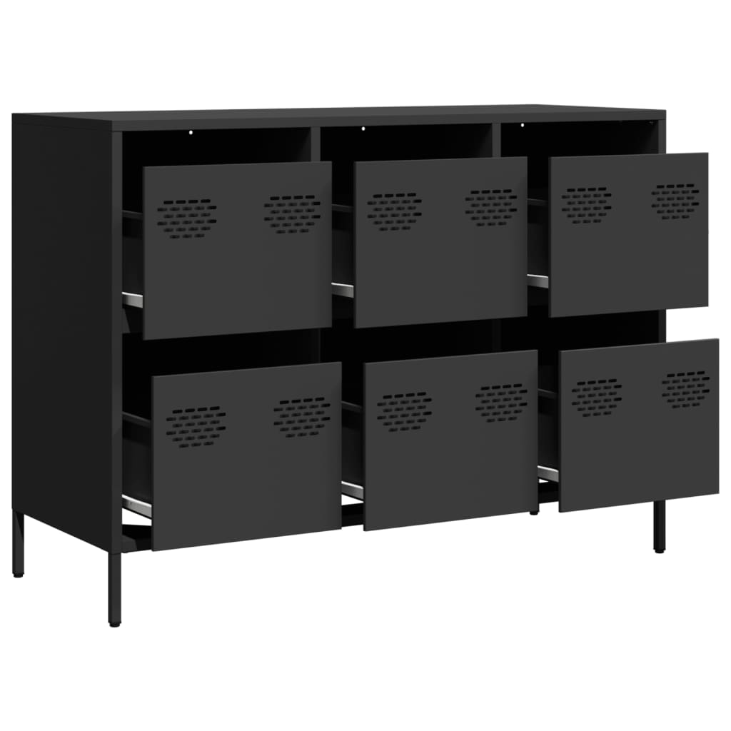 Credenza Nera 101,5x39x73,5 cm in Acciaio Laminato a Freddo