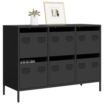 Credenza Nera 101,5x39x73,5 cm in Acciaio Laminato a Freddo