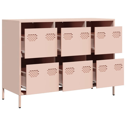 Credenza Rosa 101,5x39x73,5 cm in Acciaio Laminato a Freddo