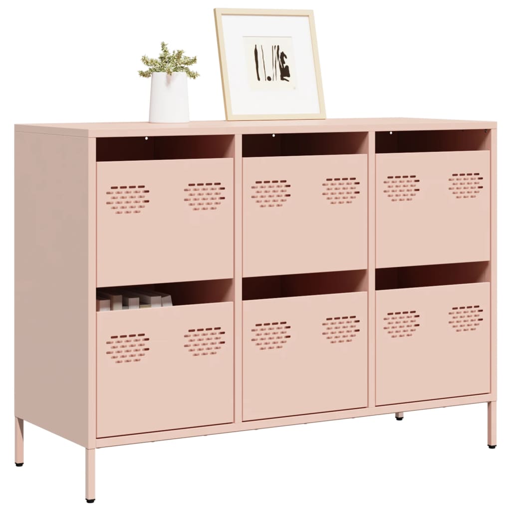 Credenza Rosa 101,5x39x73,5 cm in Acciaio Laminato a Freddo