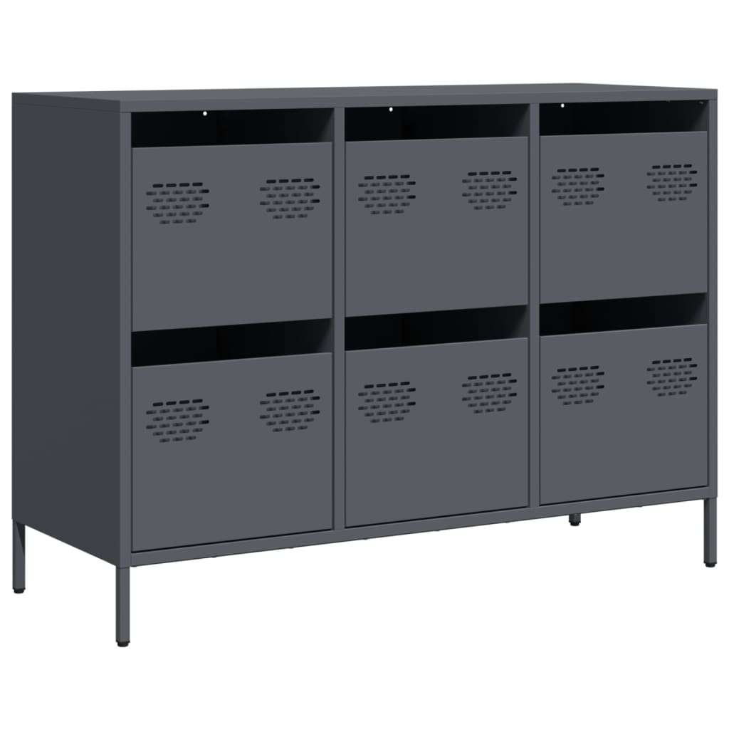 Credenza Antracite 101,5x39x73,5cm in Acciaio Laminato a Freddo