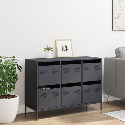 Credenza Antracite 101,5x39x73,5cm in Acciaio Laminato a Freddo