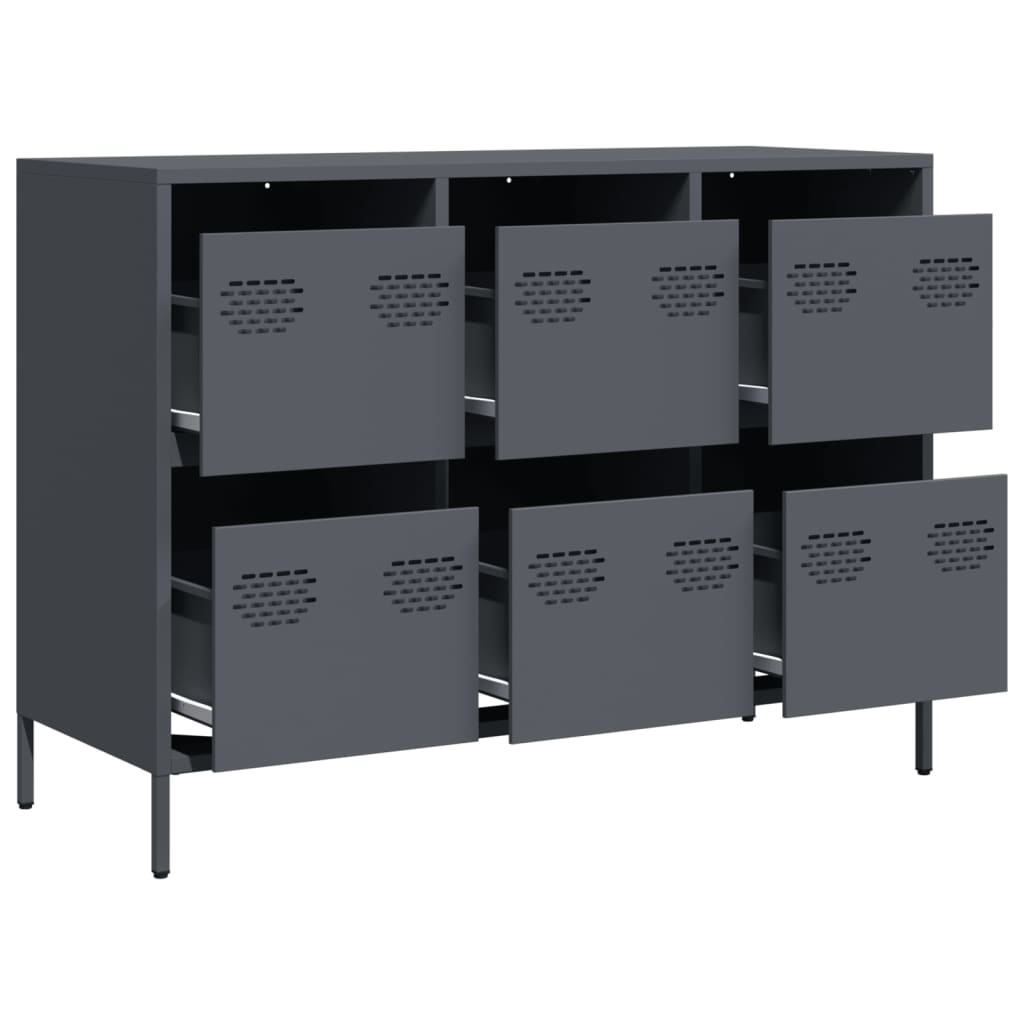 Credenza Antracite 101,5x39x73,5cm in Acciaio Laminato a Freddo