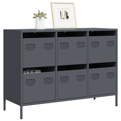 Credenza Antracite 101,5x39x73,5cm in Acciaio Laminato a Freddo