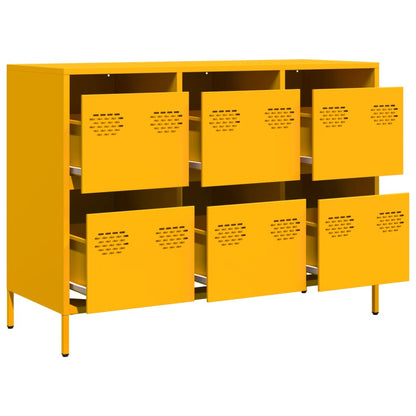 Credenza Giallo Senape 101,5x39x73,5 cm Acciaio Laminato Freddo