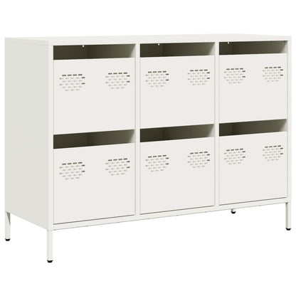 Credenza Bianca 101,5x39x73,5 cm in Acciaio Laminato a Freddo