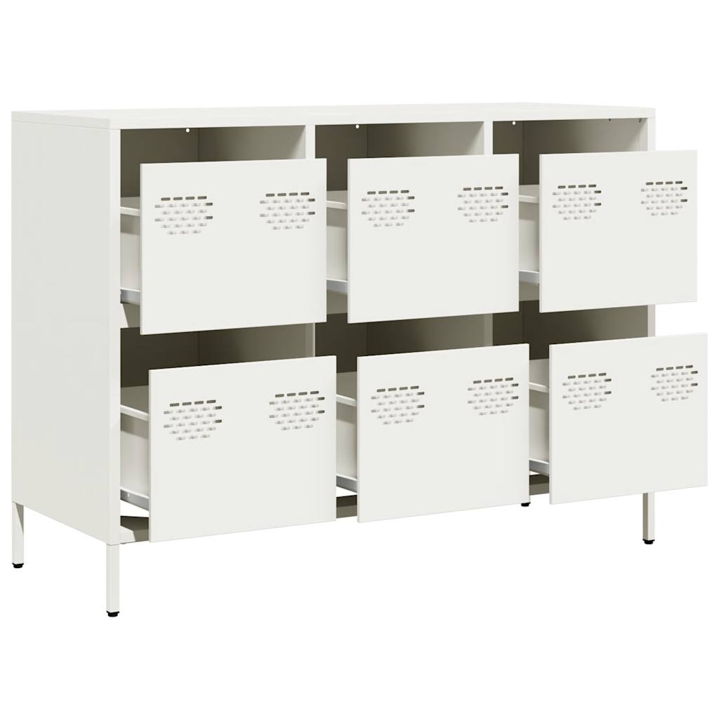 Credenza Bianca 101,5x39x73,5 cm in Acciaio Laminato a Freddo