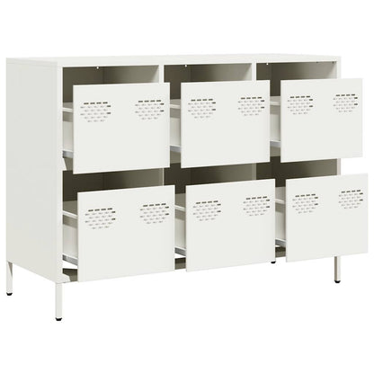 Credenza Bianca 101,5x39x73,5 cm in Acciaio Laminato a Freddo