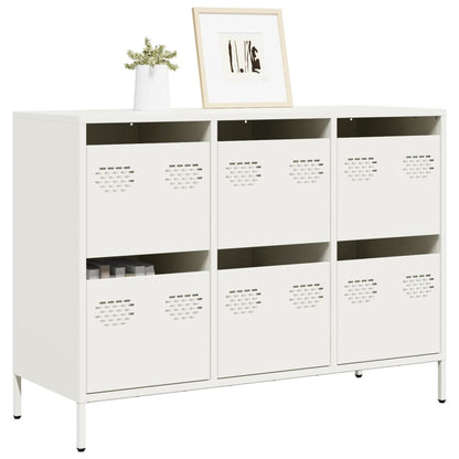 Credenza Bianca 101,5x39x73,5 cm in Acciaio Laminato a Freddo