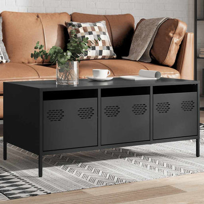 Tavolino Nero 101,5x50x43,5 cm in Acciaio Laminato a Freddo
