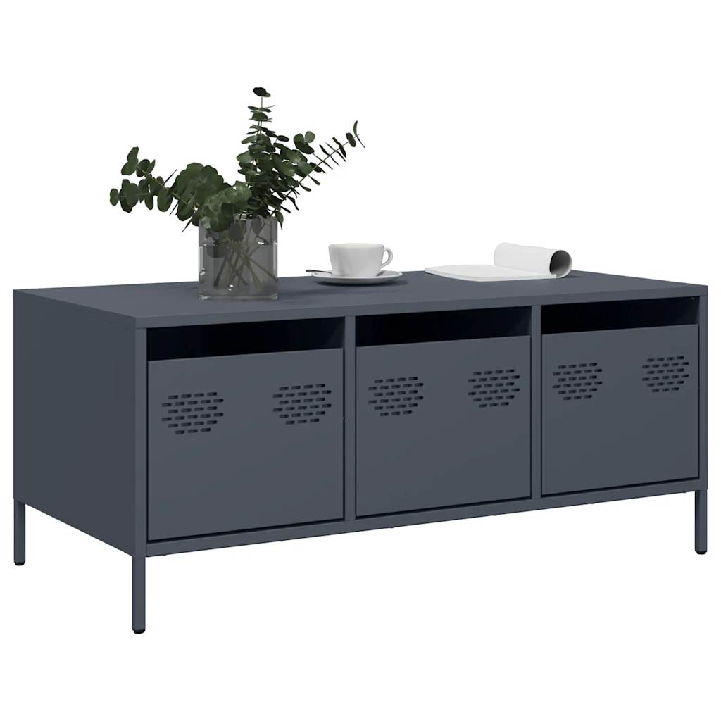 Tavolino Antracite 101,5x50x43,5cm in Acciaio Laminato a Freddo