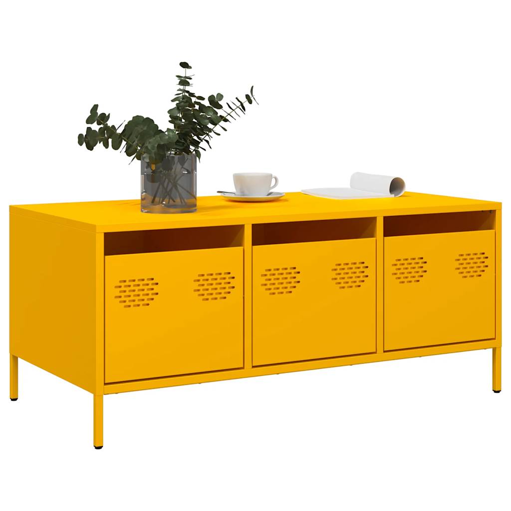 Tavolino Giallo 101,5x50x43,5 cm Acciaio Laminato a Freddo