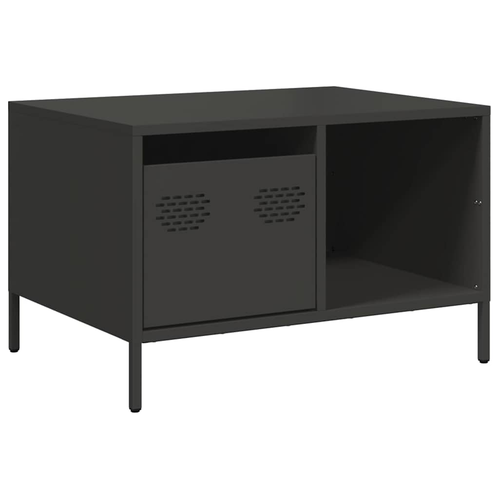 Tavolino Nero 68,5x50x43,5 cm in Acciaio Laminato a Freddo