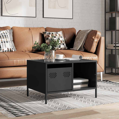 Tavolino Nero 68,5x50x43,5 cm in Acciaio Laminato a Freddo