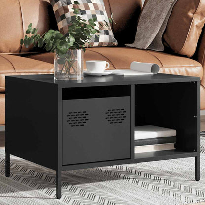 Tavolino Nero 68,5x50x43,5 cm in Acciaio Laminato a Freddo