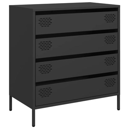 Credenza Nera 68x39x73,5 cm in Acciaio Laminato a Freddo