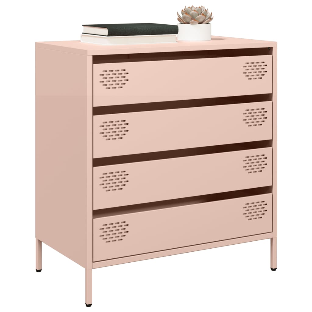 Credenza Rosa 68x39x73,5 cm in Acciaio Laminato a Freddo