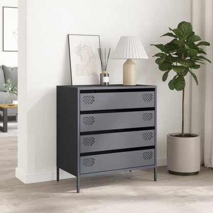 Credenza Antracite 68x39x73,5 cm in Acciaio Laminato a Freddo