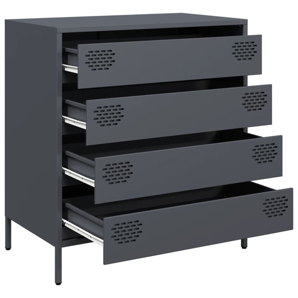 Credenza Antracite 68x39x73,5 cm in Acciaio Laminato a Freddo