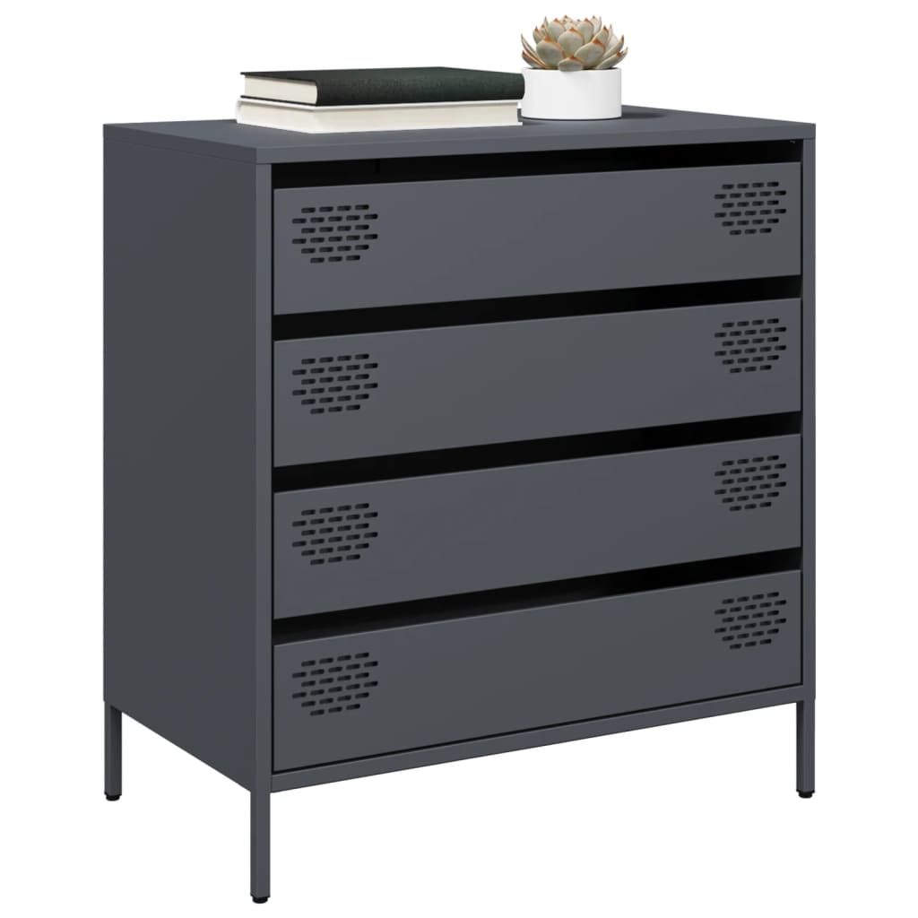 Credenza Antracite 68x39x73,5 cm in Acciaio Laminato a Freddo