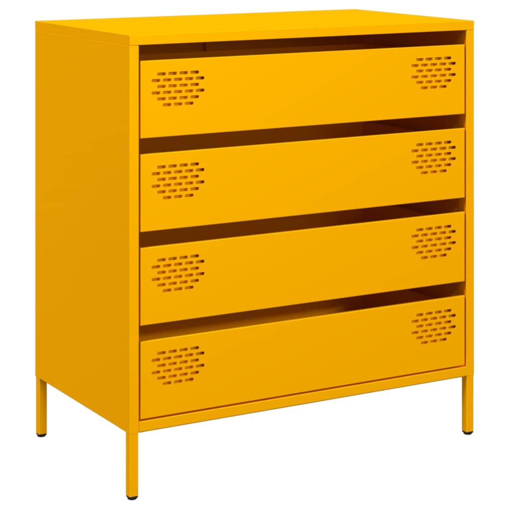 Credenza Giallo Senape 68x39x73,5 cm Acciaio Laminato a Freddo