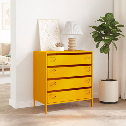 Credenza Giallo Senape 68x39x73,5 cm Acciaio Laminato a Freddo