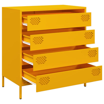 Credenza Giallo Senape 68x39x73,5 cm Acciaio Laminato a Freddo