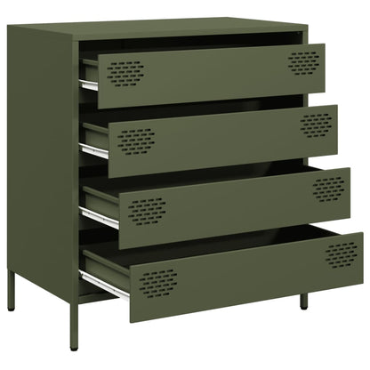 Credenza Verde Oliva 68x39x73,5 cm in Acciaio Laminato a Freddo