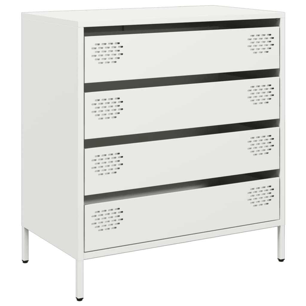 Credenza Bianca 68x39x73,5 cm in Acciaio Laminato a Freddo