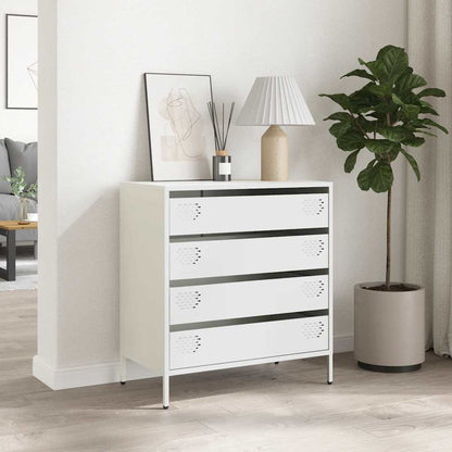 Credenza Bianca 68x39x73,5 cm in Acciaio Laminato a Freddo