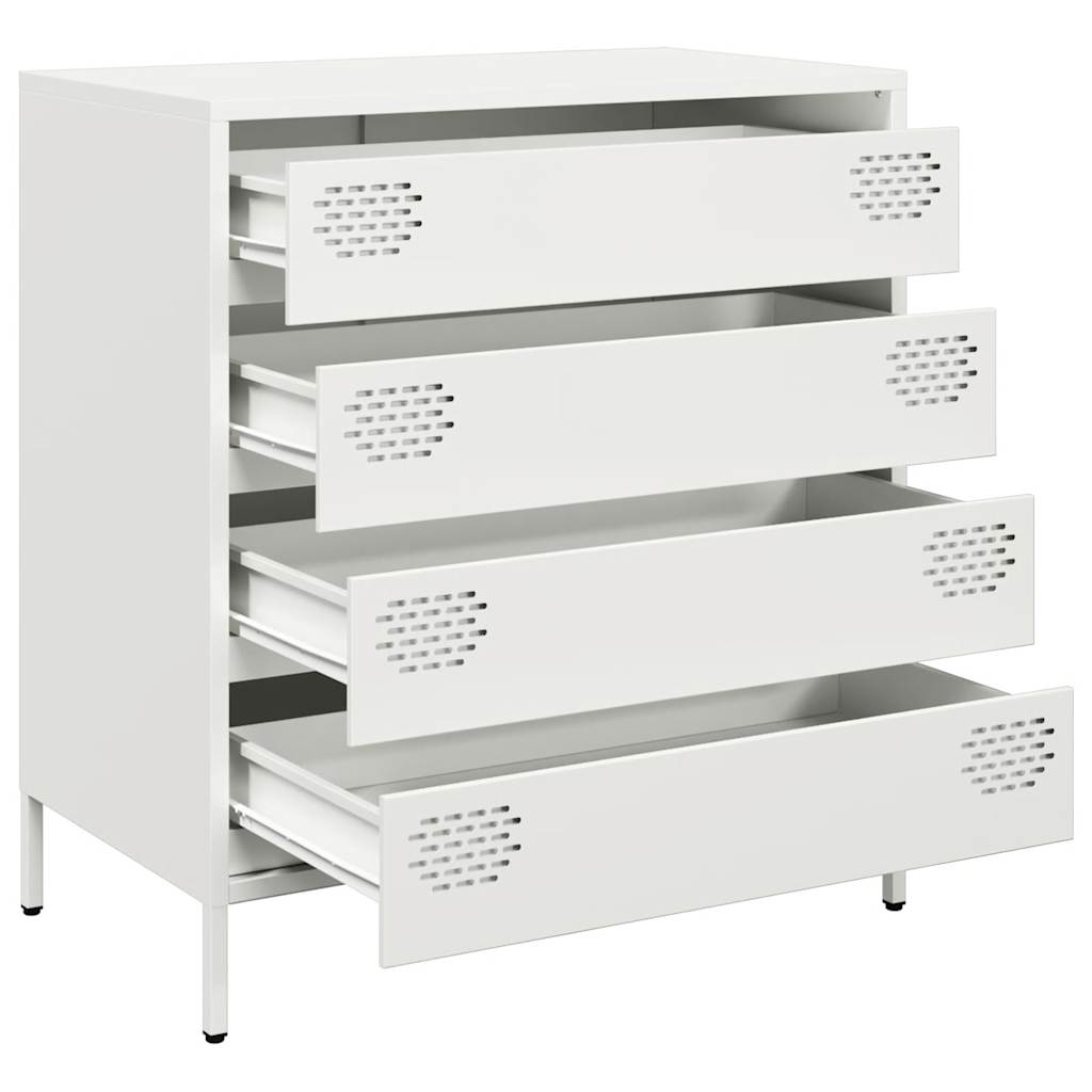 Credenza Bianca 68x39x73,5 cm in Acciaio Laminato a Freddo