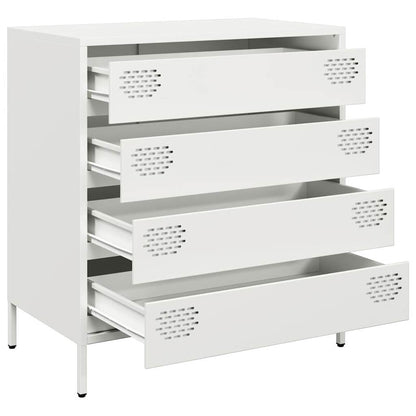 Credenza Bianca 68x39x73,5 cm in Acciaio Laminato a Freddo