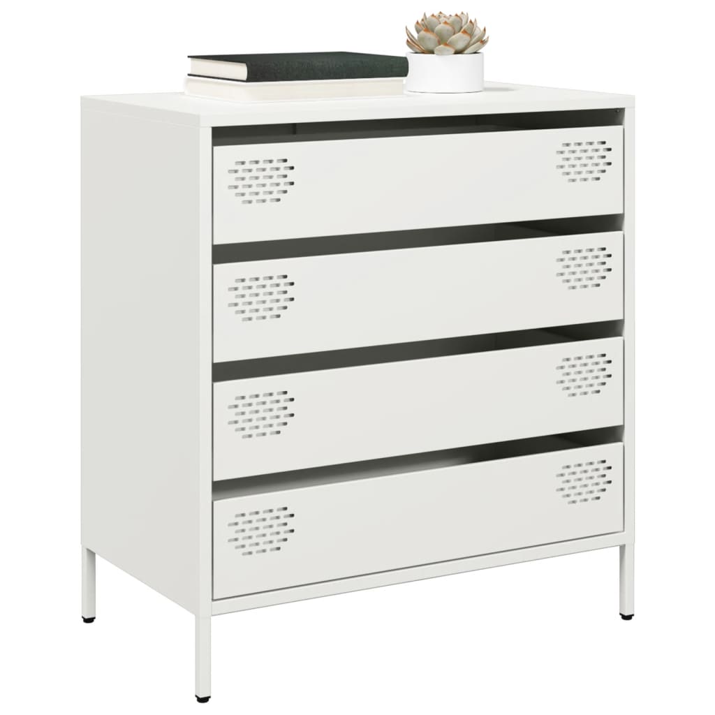Credenza Bianca 68x39x73,5 cm in Acciaio Laminato a Freddo