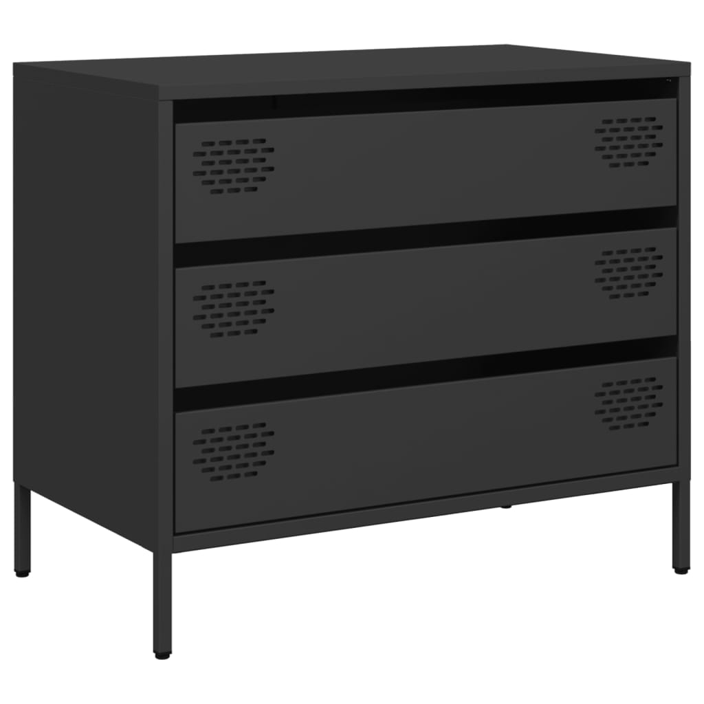 Credenza Nera 68x39x58,5 cm in Acciaio Laminato a Freddo